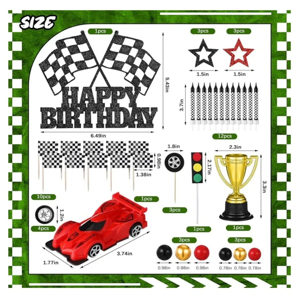 ❌ Race Car Birthday Cake Topper Set- NEW!
